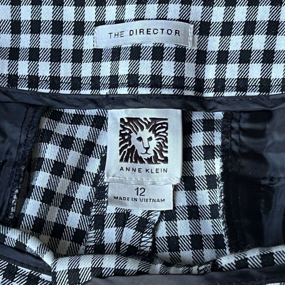 Anne Klein Womens The Director Pant Straight Leg Trousers Gingham Sz 12 Medium - Picture 4 of 9